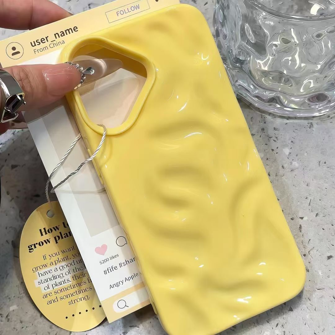 Glossy Wave Pattern iPhone Case 3D Water Ripple Soft Cover Aesthetic Shockproof Case for Girls