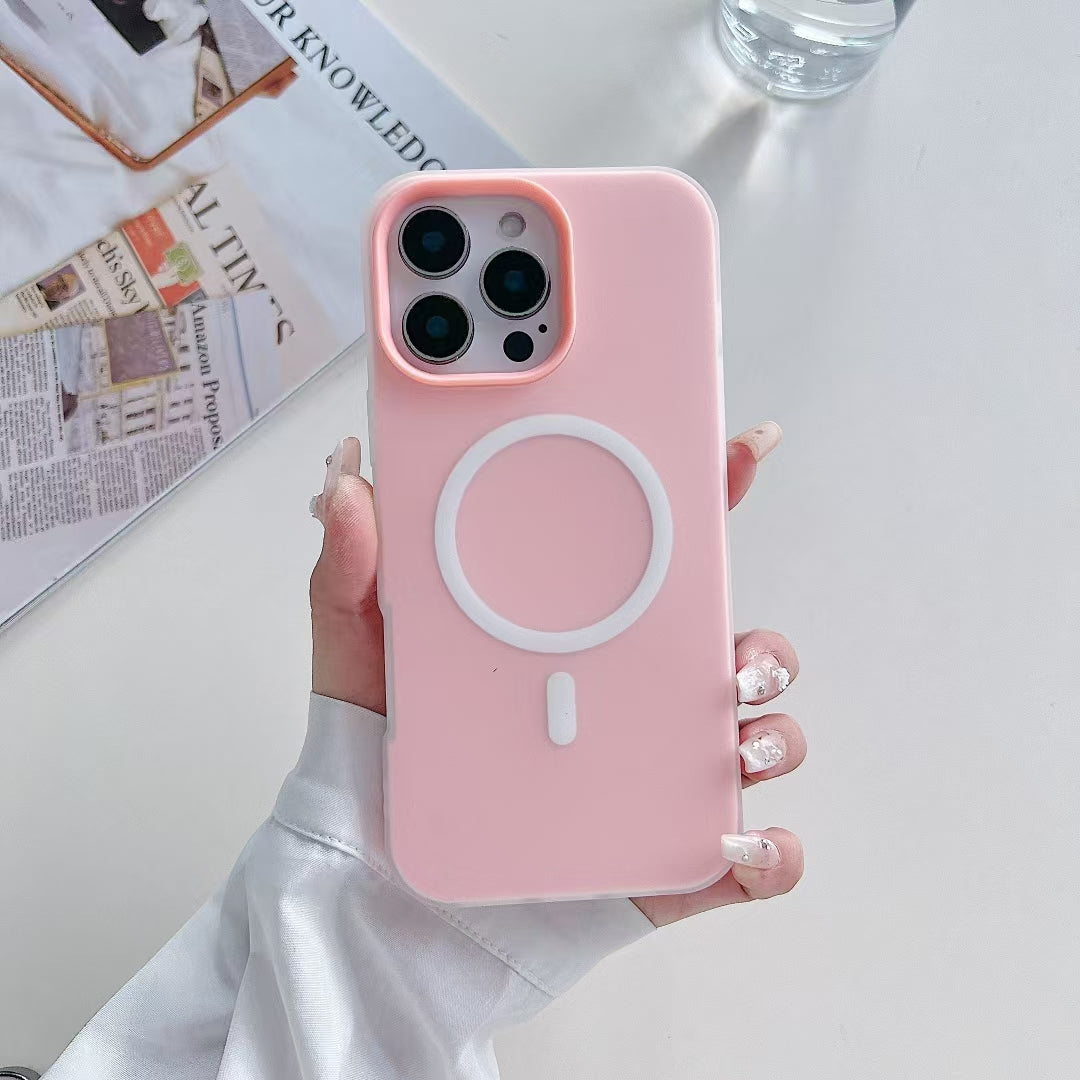 Wholesale Phone Cases Customizable Factory Direct Pastel Hybrid Magnetic Phone Case with Hard Back and Soft Edge for iPhone