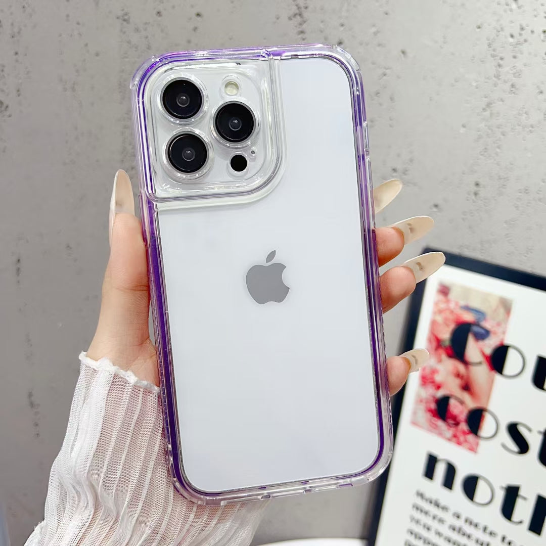 Wholesale Phone Cases | Customizable | Factory Direct – 3-in-1 Acrylic Clear Case with Colorful Bumper and Lens Protector for huawei Shockproof Hybrid Cover