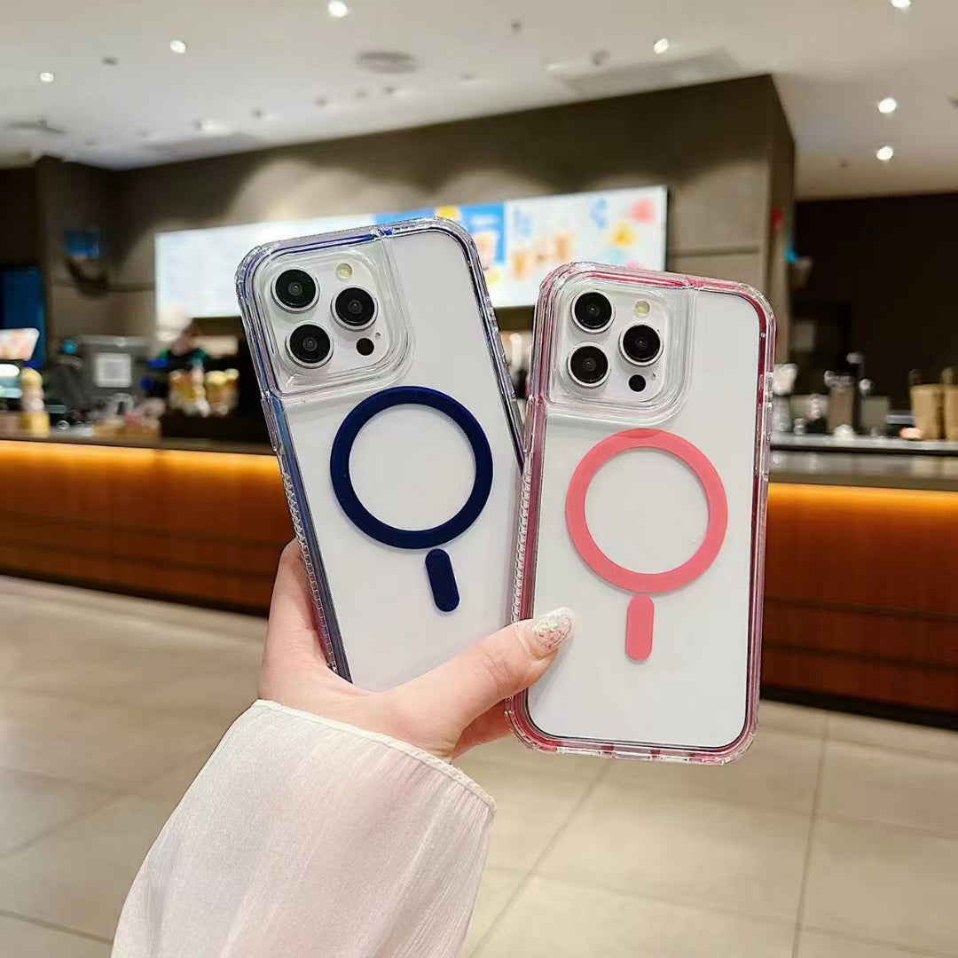 Wholesale Phone Cases Customizable Factory Direct clear edge magnetic phone case compatible with Samsung Xiaomi Huawei OPPO gradient color ring design
